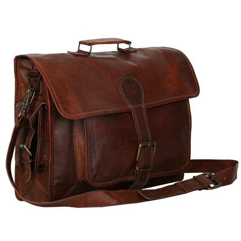 handmade leather laptop messenger bag